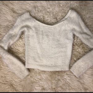 Fuzzy off shoulder sweater pacsun